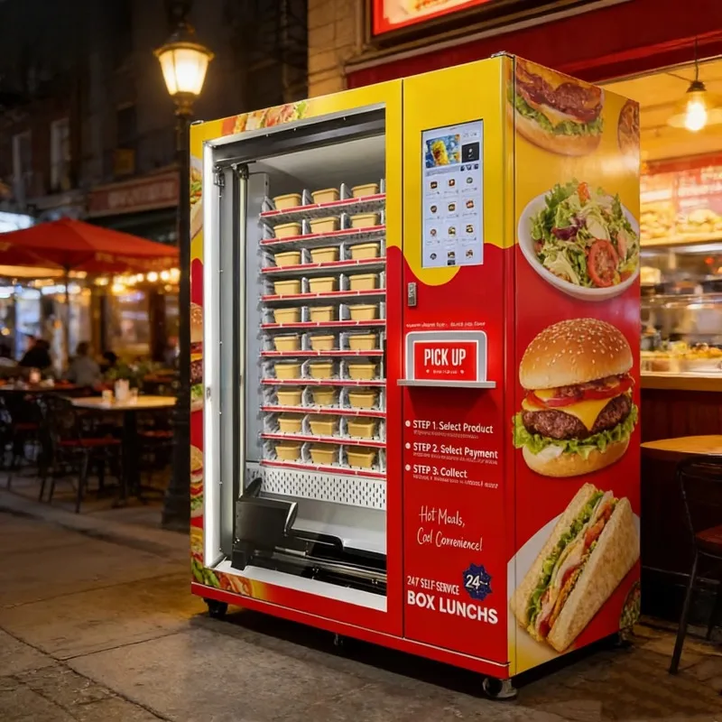 Custom Refrigerated Fresh Meal Breakfast Dinner Lunch Fast Food Vending Machine Hot Food Vending Machine with Microwave