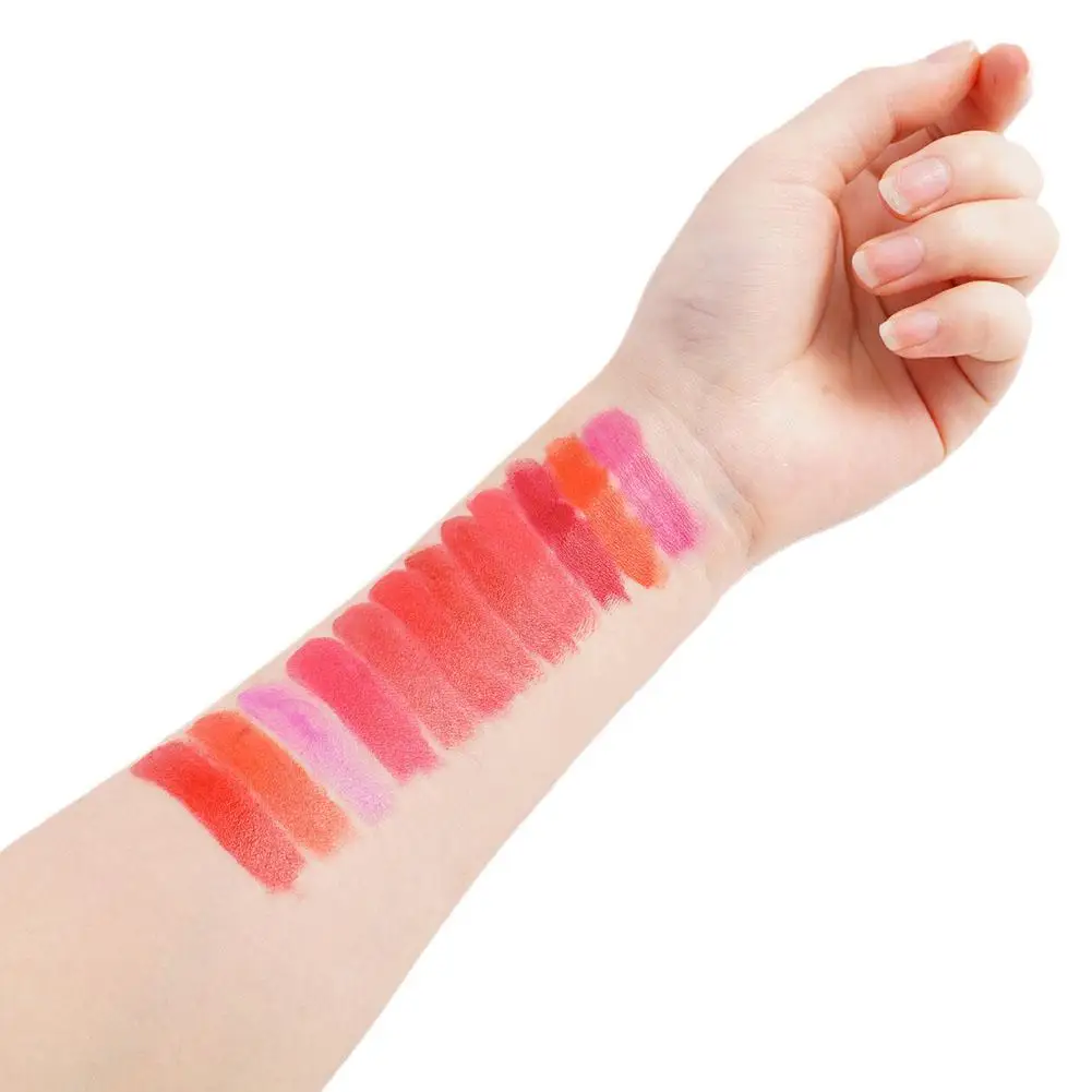 12-color Round Tube Lipstick Lasting Nourishing Lip Line Anti-drying Waterproof Quick-drying Non-stick Cup Lasting Lip Gloss