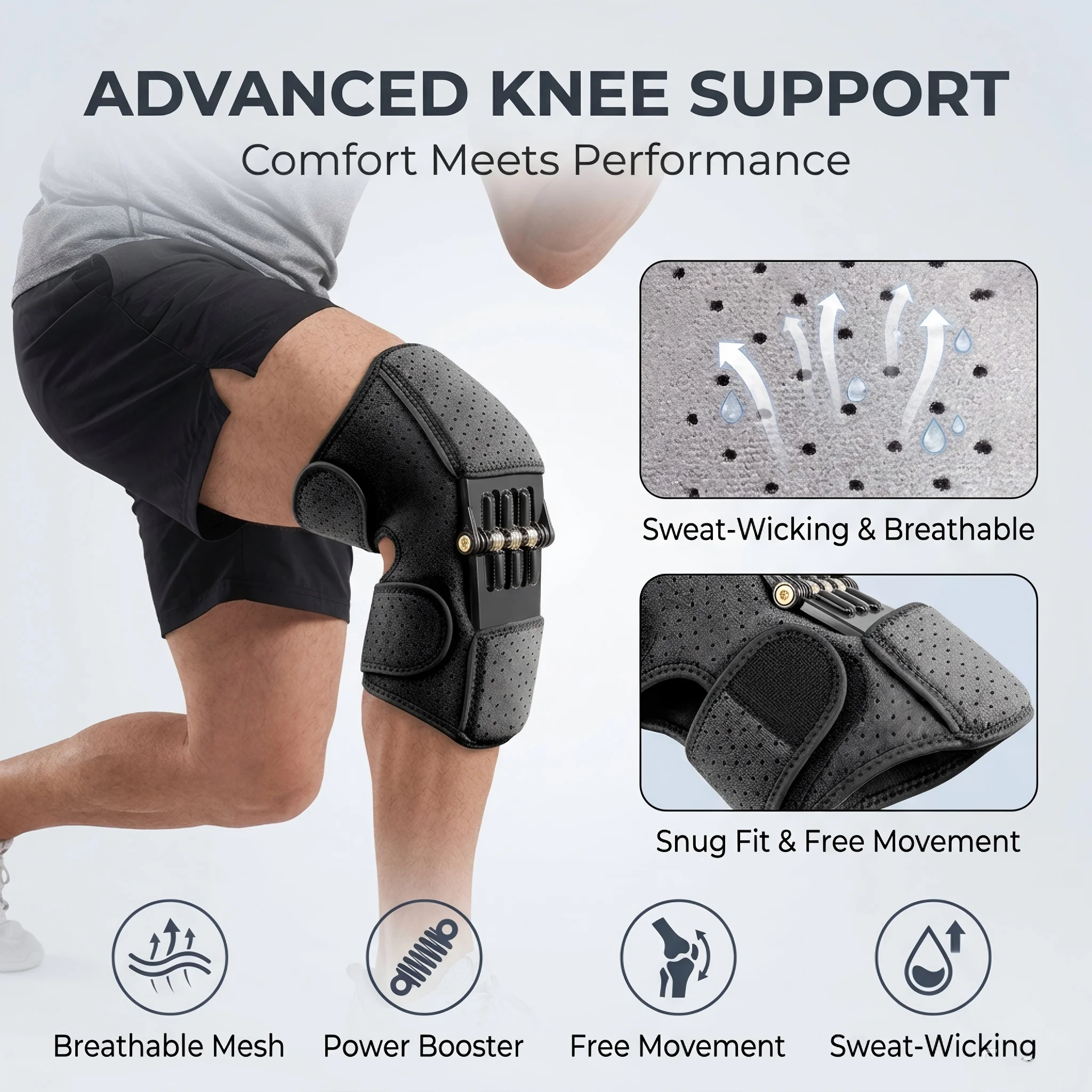 

Наколенник 3-го поколения с пружинной поддержкой, снижающий нагрузку до 20 кг, для облегчения боли, регулируемый стабилизатор для ходьбы