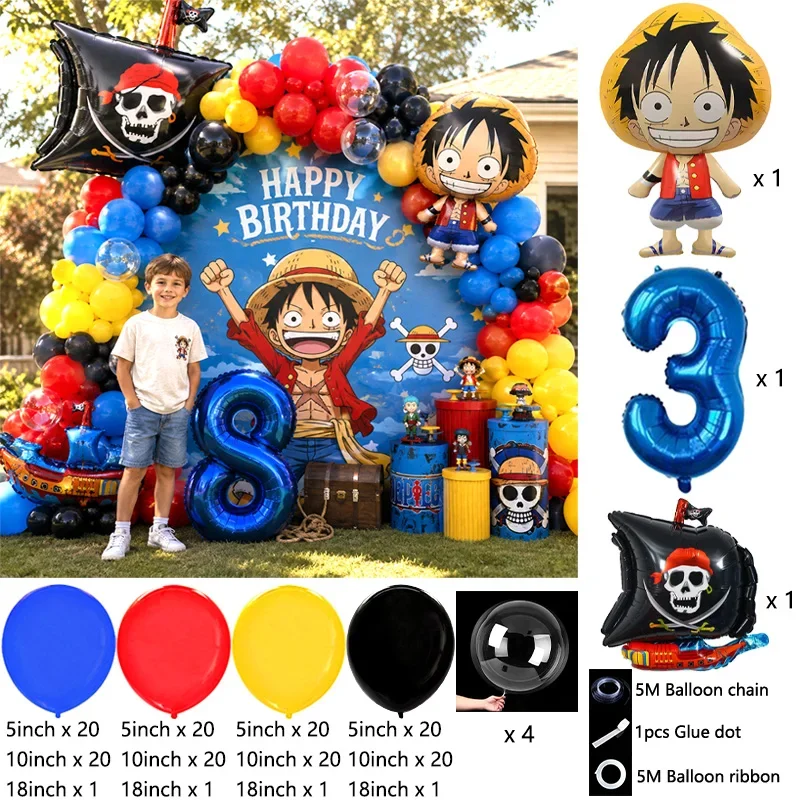 One Piece Party Balloon Garland Arch Globos Kit, DIY Balloon Bouquet Set for Kids Birthday Celebration Background Decor view 4