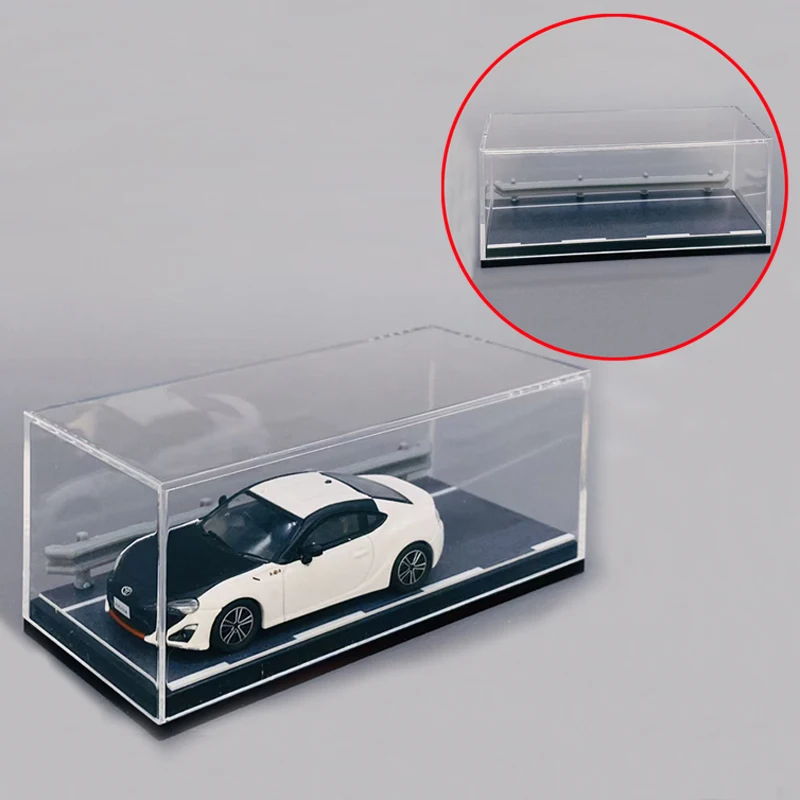 1Set 1/64 Scale Acrylic Dust Cover Miniature Highway Guardrail Scene Display Box Car Model Storage transparent Decoration Case