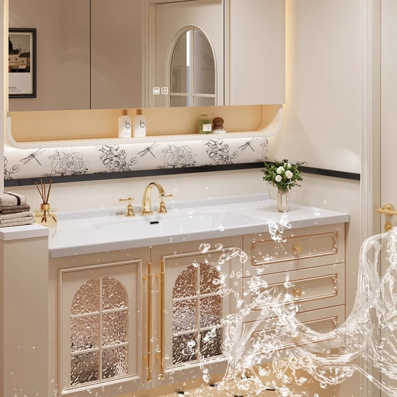 جدار التصميم الحديث خزانة حمام درج قاعدة الغرور فتاة خزانة حمام مرآة تخزين بالوعة Meuble Salle De Bain الأثاث