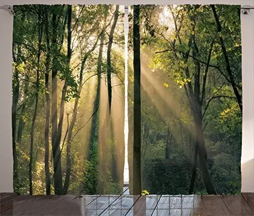 Living Room Decoration Blackout Curtains Morning Sun Shines Through Trees Country View Double Bedroom Elegant Room Curtains