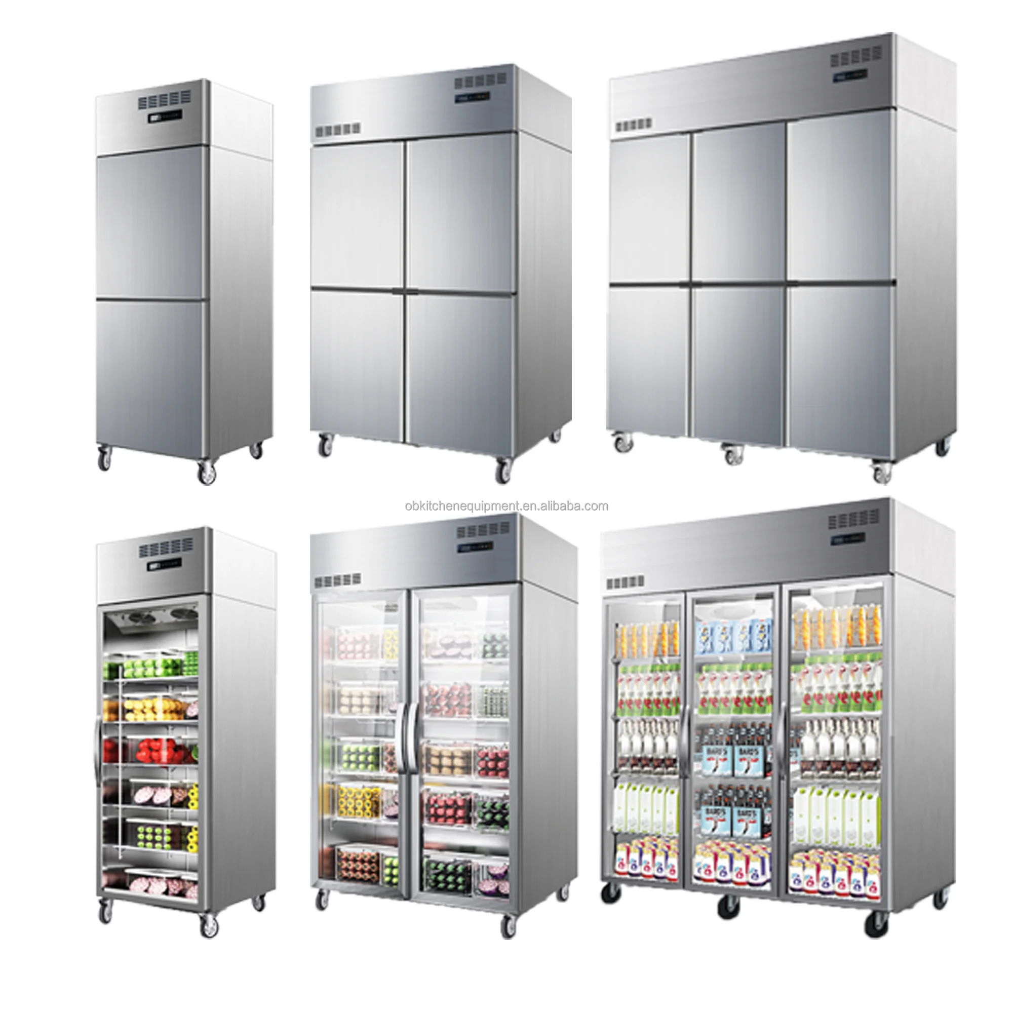 1/2/3/4/6 Door Stainless Steel Upright Commercial Deep Freezer Refrigerator for Restaurant