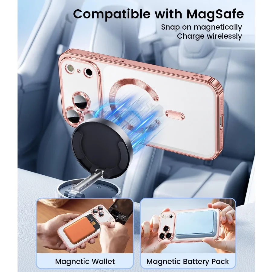 Capa de telefone fina e transparente para iPhone 17 Pro com compatibilidade MagSafe Protetor de lente de câmera embutido Design à prova de choque macio