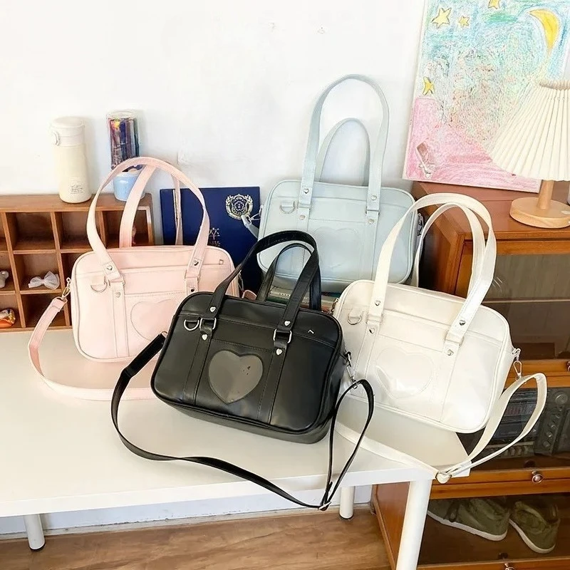 Japanese Lolita Heart School Uniform Bags Fashion Women  Women Student PU Handbag Cosplay Shoulder Backpack