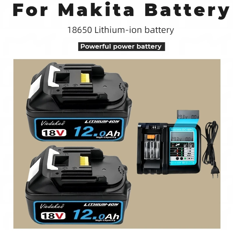 

18V 12Ah Rechargeable Battery Fast Charging Stable Output For Makita 18V DGA404 DTW700 DHR202 DJV182 DDF487 DTD172 DHP48 Tools