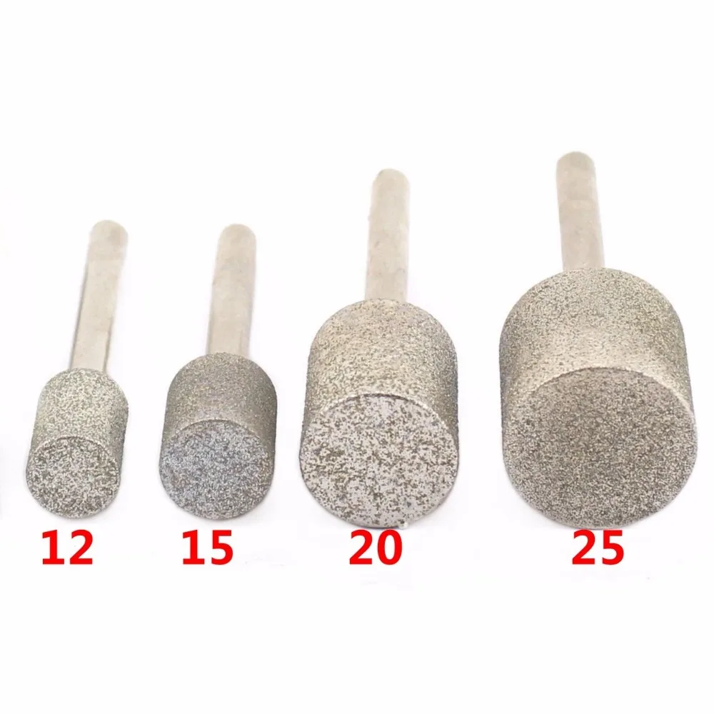 12-40mm Grit 80 Coarse Cylinder Grinding Bit Cylindrical Points Coated Jade Carving Burrs Lapidary Tools For Stone