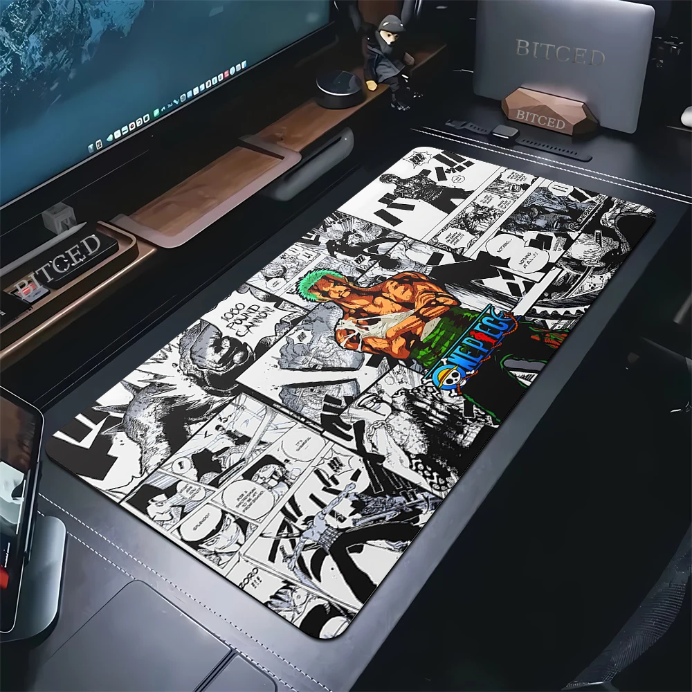 One Piece Zoro Roronoa Locking Edge Mouse Pad Game Gaming Mousepad XL Large Gamer Keyboard PC Desk Mat Computer Tablet Mouse Pad
