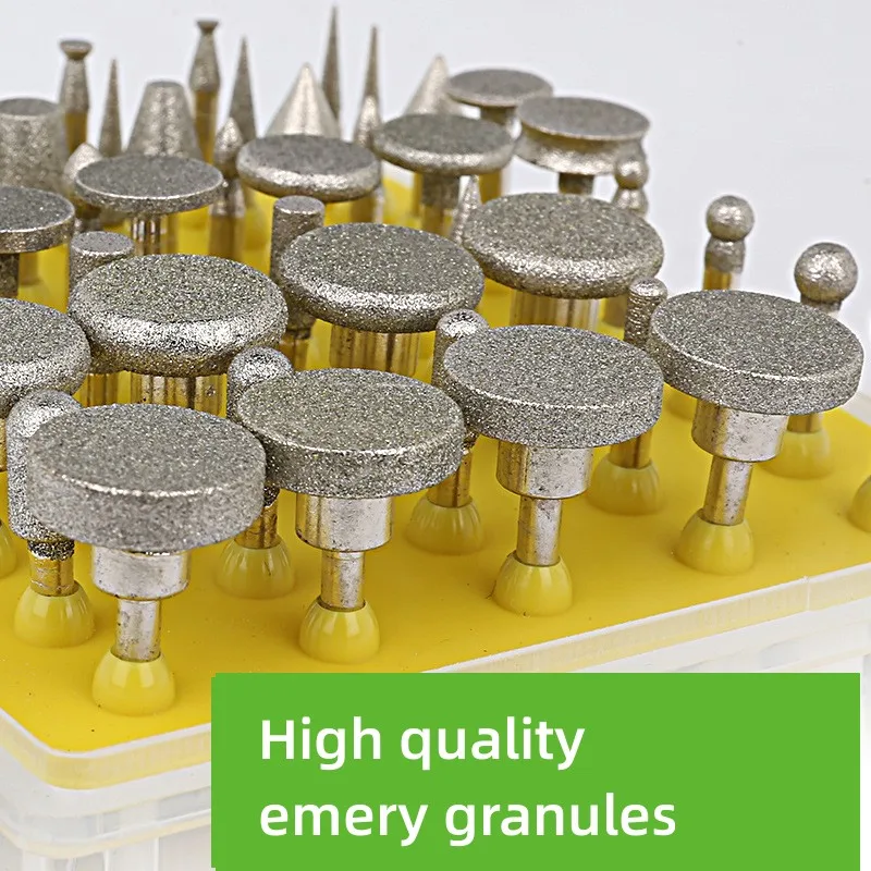 Allsome 50pcs Diamond Grinding Heads Set 3.0mm Shank Grinding Burrs For Dremel Abrasive Rotary Tools Grinder Head Diamond Burr