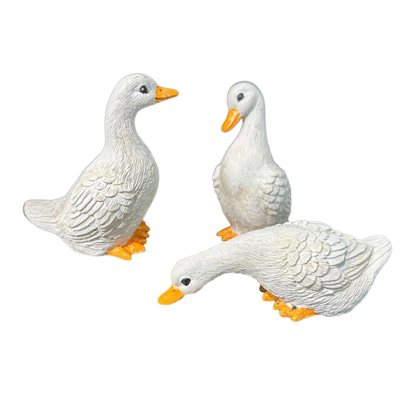 3 Pieces Resin Statues Garden Decorations Cute Miniature Duck Figurines Home Decor for Office Bookshelf Balcony Room Outdoors