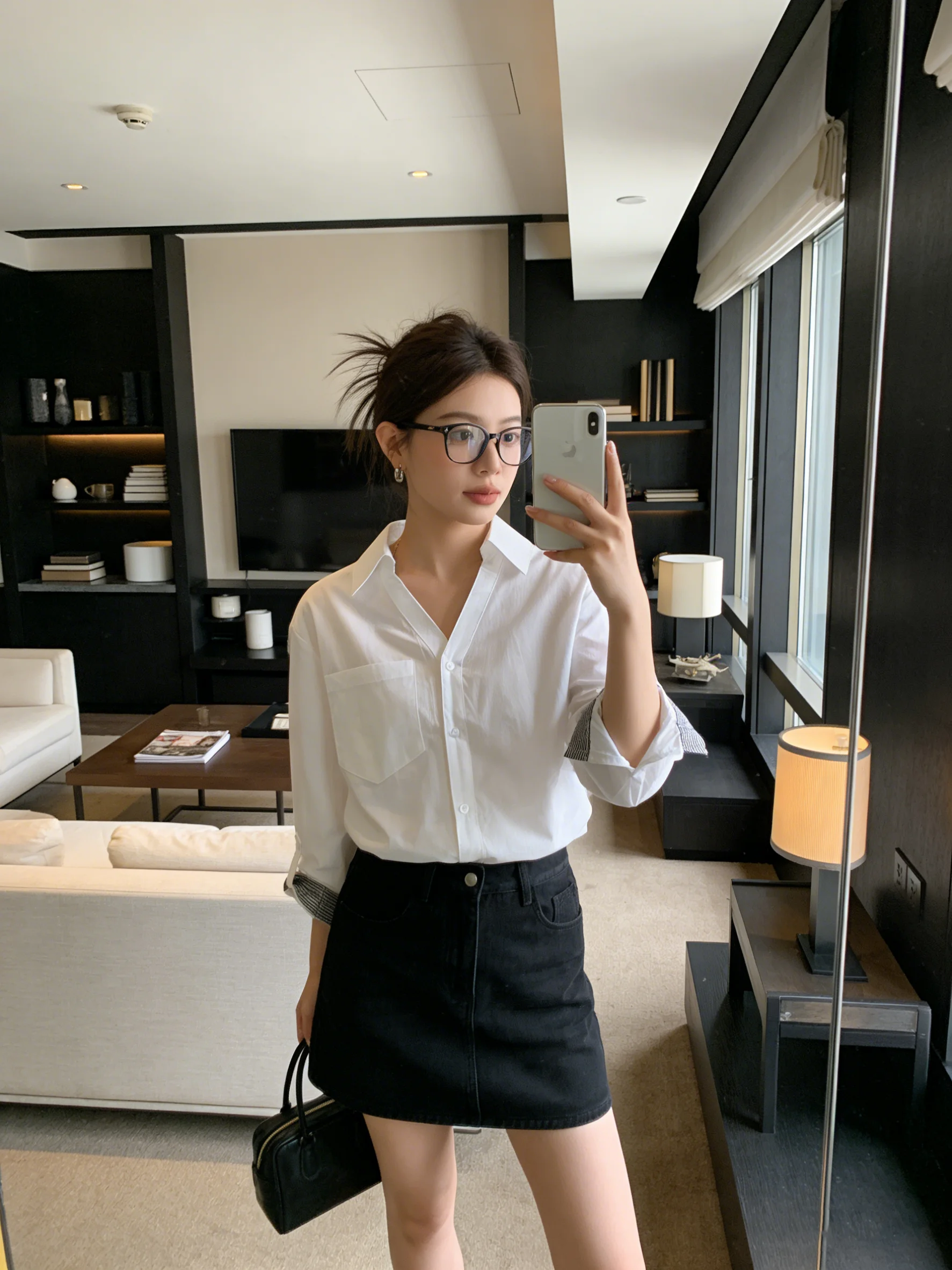 

Универсальная белая женская рубашка в корейском стиле с V-образным вырезом, подчеркивающая талию, стройнящая, удобная для повседневной носки, в клетку, весна-лето, легкая, матовая.