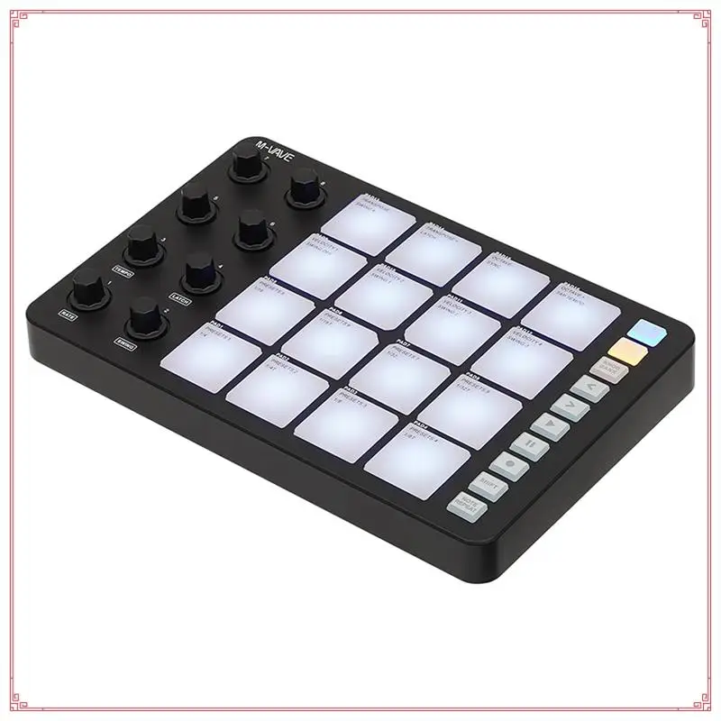 M-VAVE Wireless MIDI Pad Bluetooth MIDI Controller,16 Pads & 8 Assignable Knobs, Portable USB-C Powered W/Built-In Battery