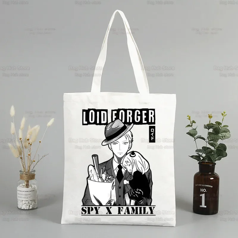 Japanese Anime Spy X Family Anya Funny Shopping Bag Graphic Tote Harajuku Women Canvas Shoulder Bag