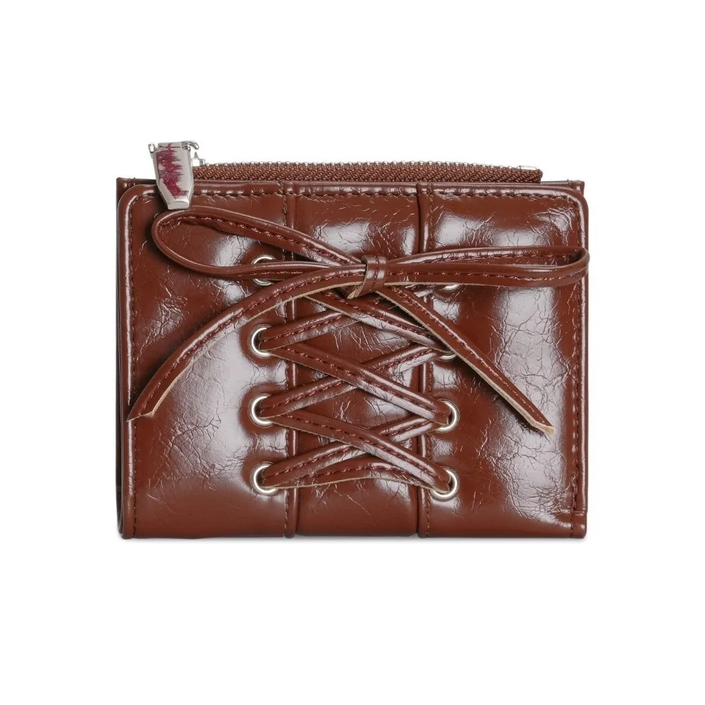 

New Folding Coin Purse Portable Strap Bow Credit Card Holder Zipper Mini Wallets Gift