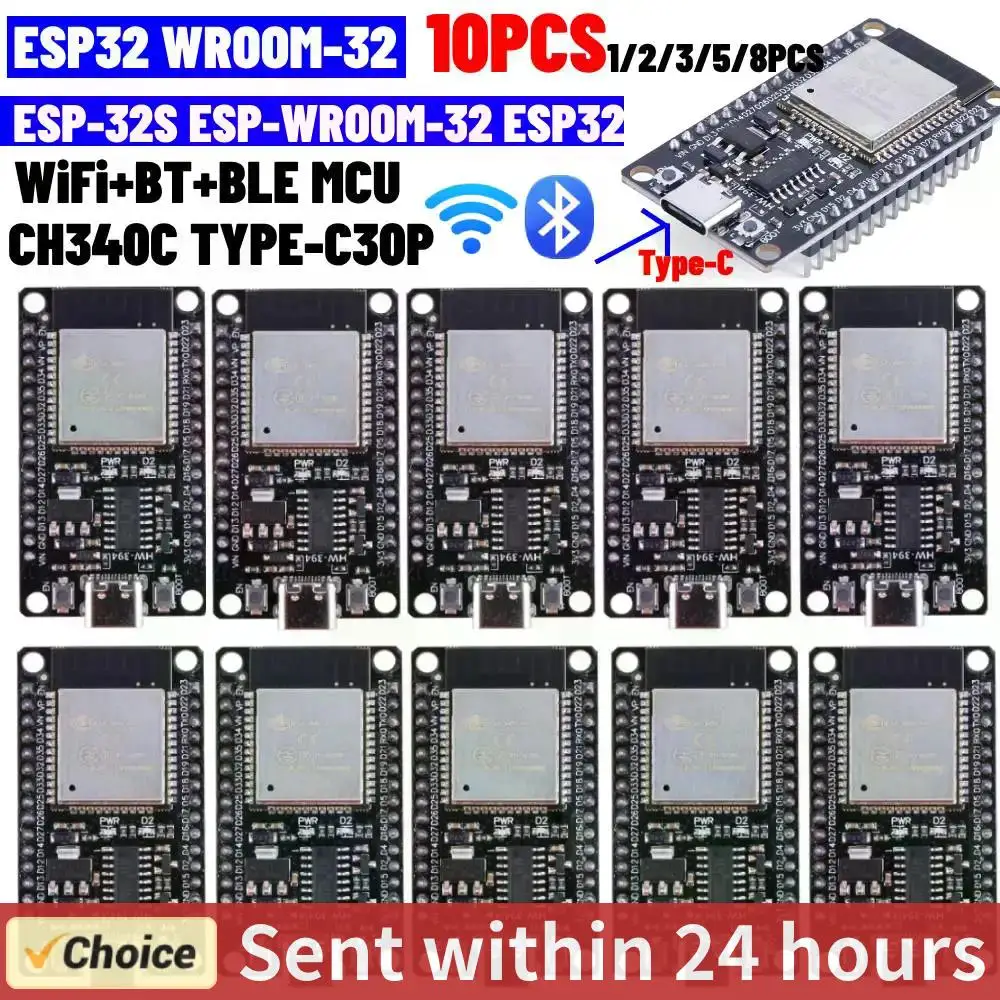 ESP32 WROOM-32 Development Board 5V TYPE-C CH340C WiFi+Bluetooth Ultra-Low Power Consumption SPI Flash 32Mbits Wireless Module