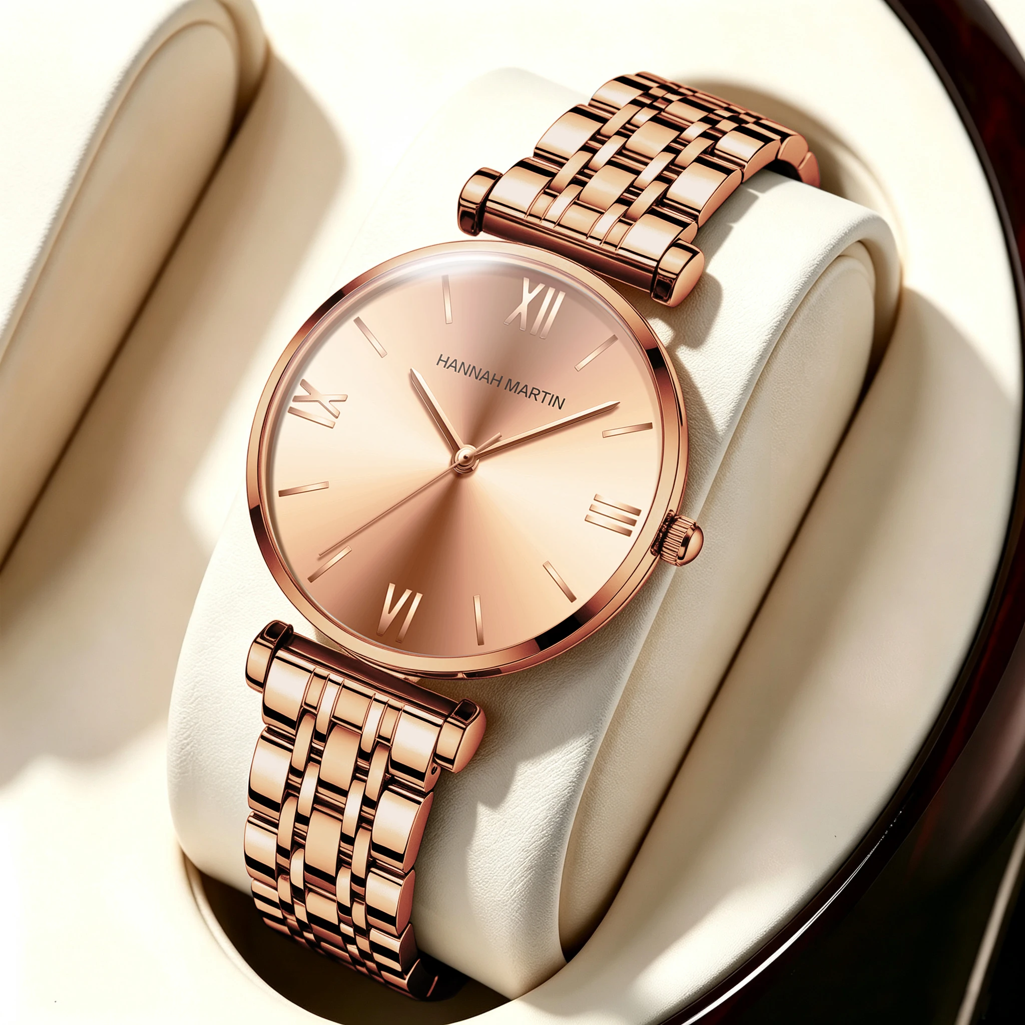 Luxury Rose Gold Stainless Steel Quartz Watch