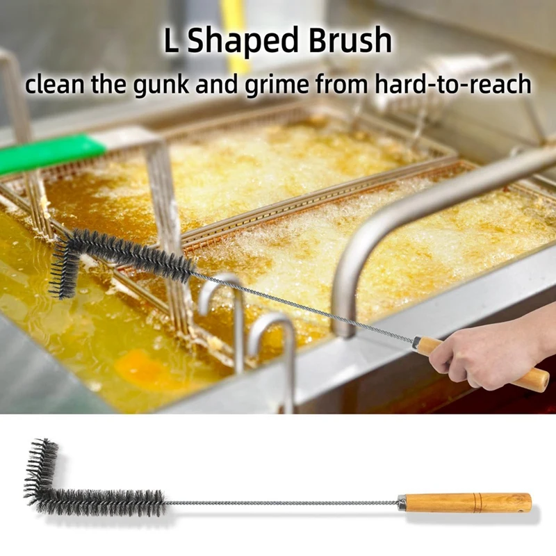 3Pieces Fryer Cleaning Tools,Stainless Steel Deep Fryer Cleaning Tools,Basket Fryer Brush,Air Fryer Cleaning Brush Tools