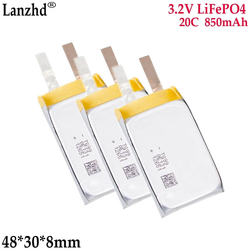 1-24 Uds LiFePO4 3,2 V batería de fosfato de hierro y litio 850mAh 20C para celda de motor turbojet con alta velocidad 803048   48*30*8 mm