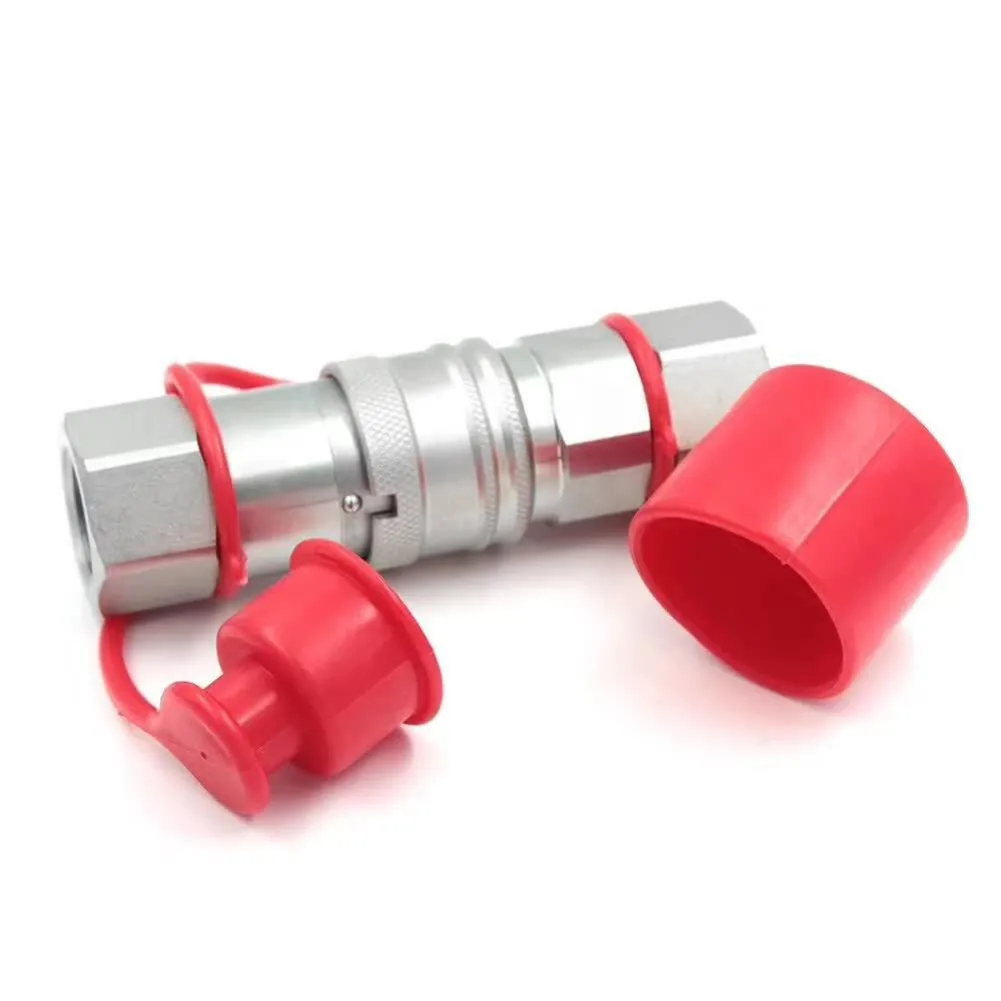 4Sets Dust Cover Rubber Cap 1/4 3/8 1/2 3/4 For Skid Steer Flat Face Hydraulic Quick Connectors With Dust Cap