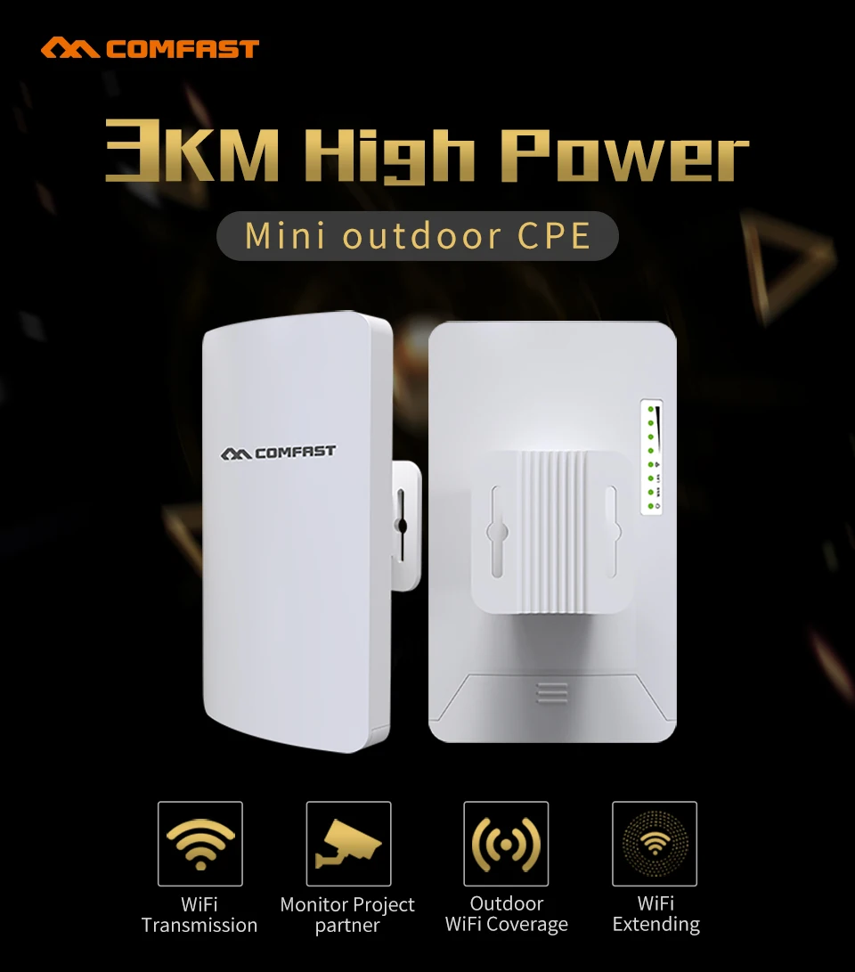 COMFAST 300Mbps Outdoor 3KM Long Range Drahtlose Brücke 2,4G CPE Wi-Fi Ethernet Extender Access Point RJ45 LAN/WAN WiFi Router