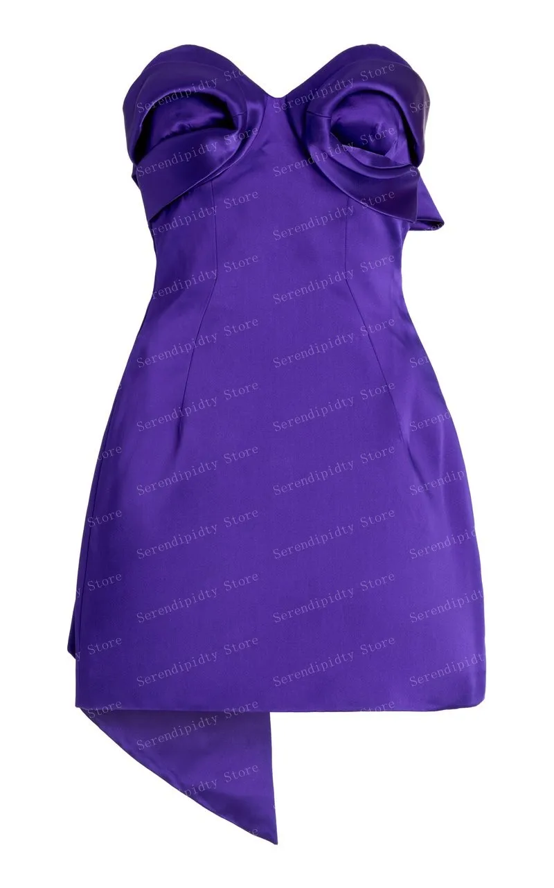 Imagem -05 - Querida Vestido de Cetim Roxo Vestidos Femininos Elegantes para Festa 2023 Mini Bodycon Vestido sem Alças Vestidos de Verão Mulher Personalizar