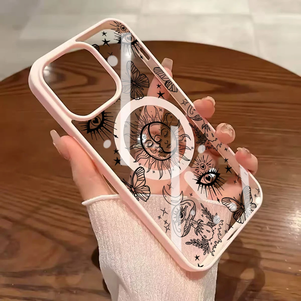 Abstrakte Linienästhetik Transparente Hülle für iPhone 17 16 11 12 15 Pro Max 13 14 Plus Hüllen für Magsafe Kabelloses Laden Drop Fundas – Detail 7