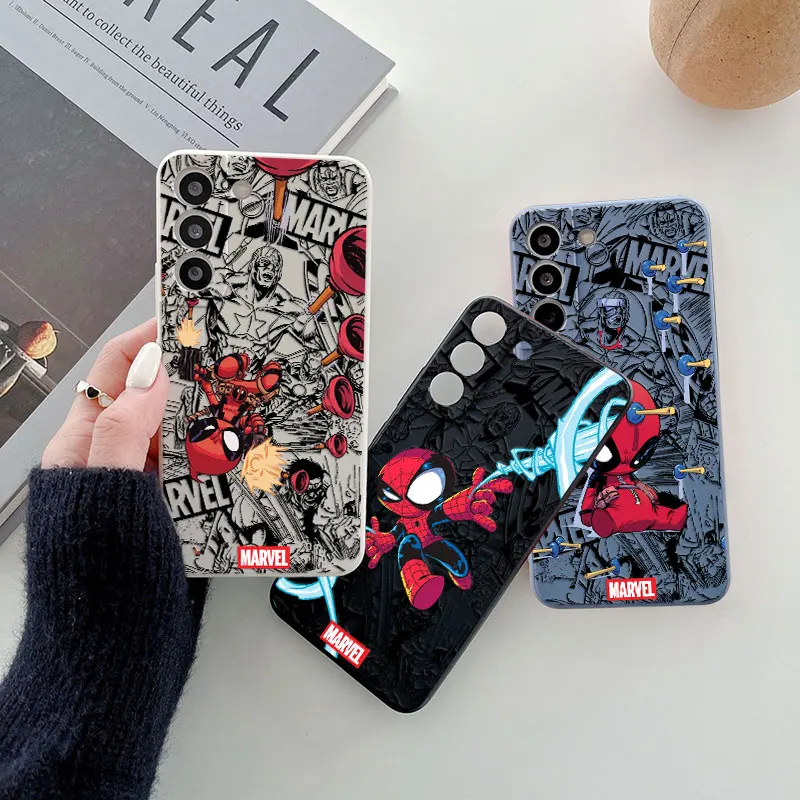 

Marvel Deadpool Spiderman Cute s24FE Phone Case For Samsung Galaxy S25 Ultra S24 S23 S22 Plus S21 S20 FE S10 S25Ultra Case Cover