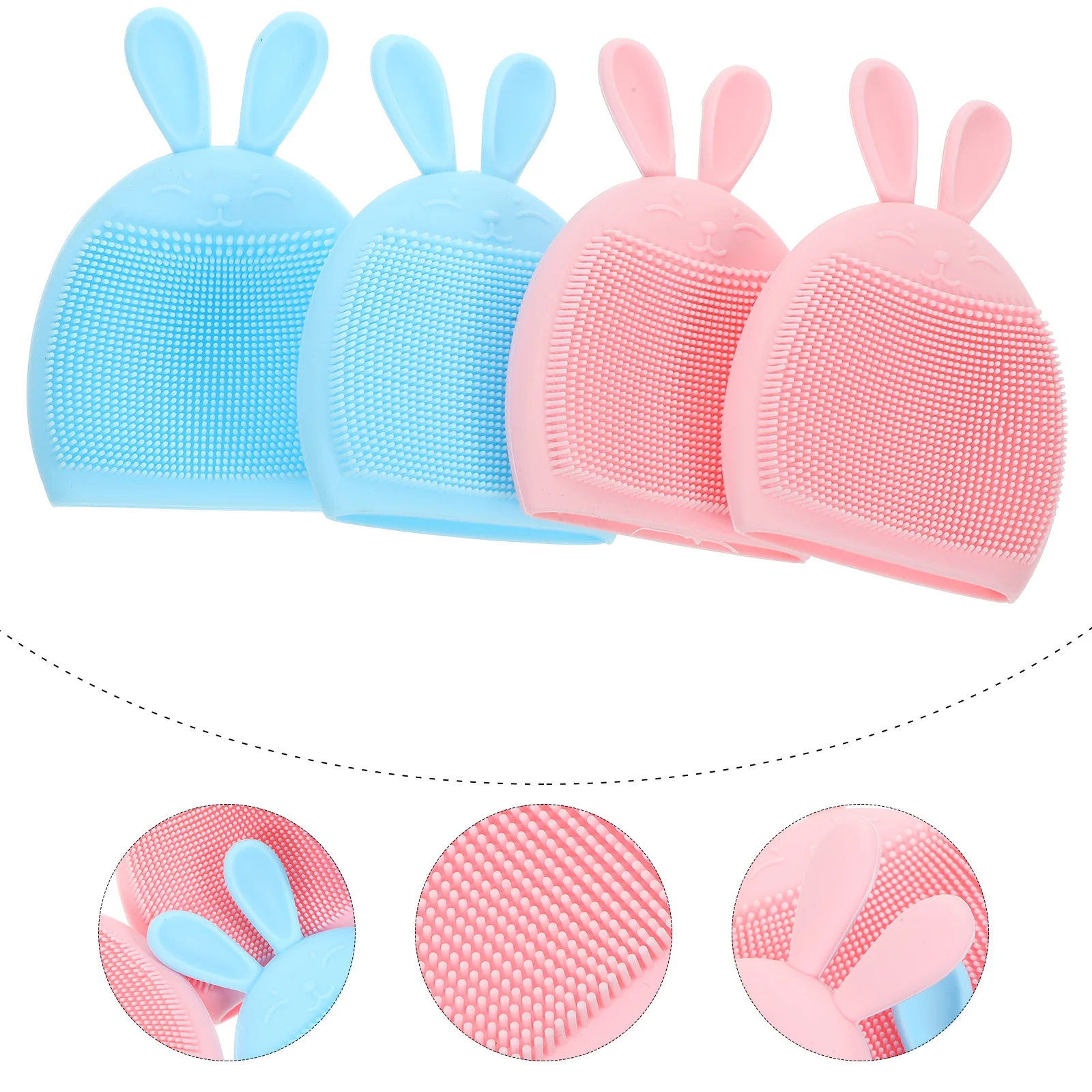 4 Pcs Silicone Cleansing Brush Face Cleanser Scrub Facial Scrubber Pores Massager