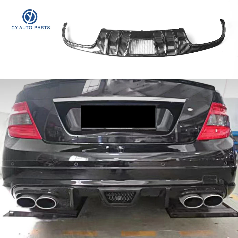 Real Carbon Fiber Car Rear Bumper Lip Diffuser Spoiler Rear Splitters Guard For Mercedes For Benz C Class W204 R style