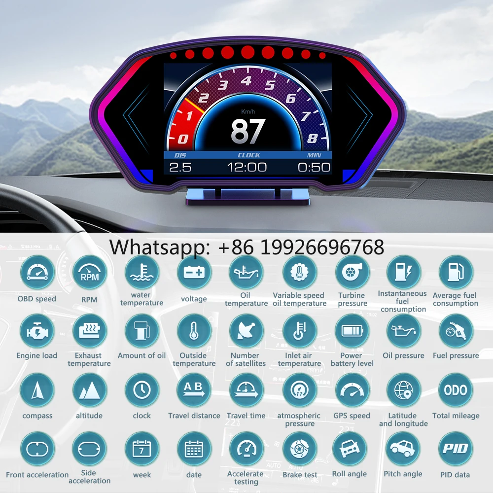 Latest 6-Inch Large LCD Projector Multi-Function HUD Auto Electronics P3 GPS OBD Water Temp Head up Displays