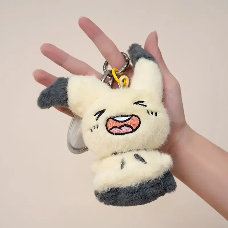 Daily Bag Accessory Pokemon Mimikyu Keychain Soft Fluffy Ghost Fairy Type Plush Pendant with Wrist Strap for Fans Outfit Gift