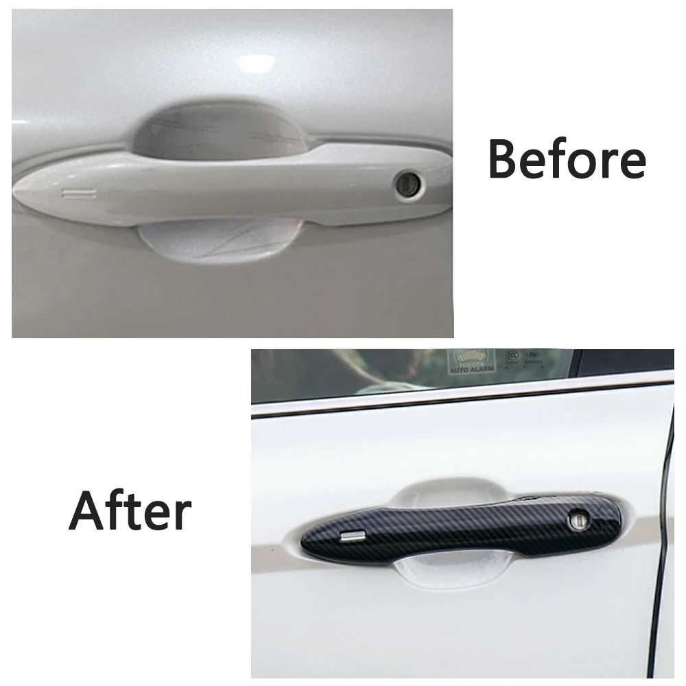 Carbon Fiber Style Print Door Handle Cover Trim For Toyota Camry 2018 2022 Pruis Hatchback 2016 2019 Corolla Avalon Anti Scatch