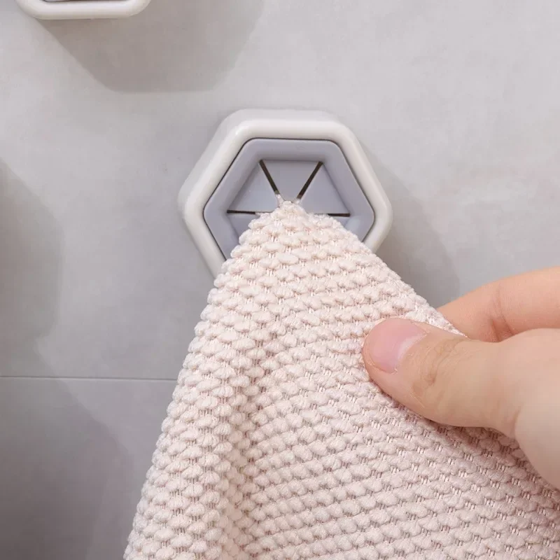 1-6pcs Self-Adhesive Towel Plug Holder Wall Mounted Towel Hooks Storage Rack Kitchen Dishcloth Rag Holders Bathroom Organizers