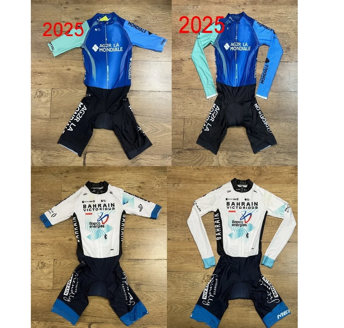 

LASER CUT 2025 AG2R BAHRAIN VICTORIOUS TEAM LONG SHORTS SLEEVE CYCLING Skinsuit Bodysuit