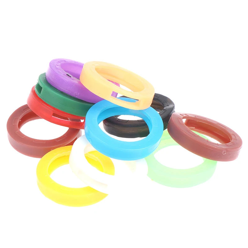 50pcs Bright Colors Soft Silicone Hollow Multi Color Rubber Soft Keys Locks Cap Key Covers Topper Keyring Elastic Case Round