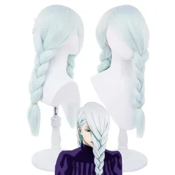 Anime Jujutsu Kaisen Mei Mei Cosplay Wig Light Blue Thick Braids Braided Long Ponytails Hair for Halloween Party Wig