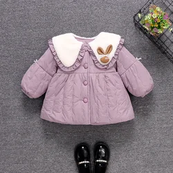 Winter New Simple Solid Color Baby Girl Coat, Korean Style Children'S Long Sleeved Clothes (9 Months -4 Years Old)