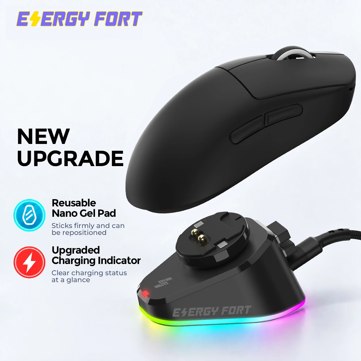 2026 Upgraded Magnetic Charger Dock with LED Indicator & Sticky Nano Gel Base for Logitech G Pro X Superlight 2/1 G502X Plus