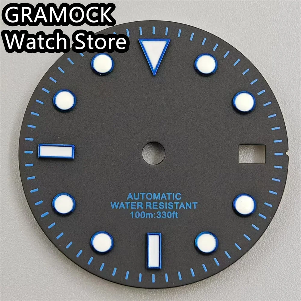 GRAMOCK 29mm Watch Dial Black Dial Red Blue Green Index Green Luminous Fit NH35 Movement Fit 3.0 Clock /3.8 Clock Crown