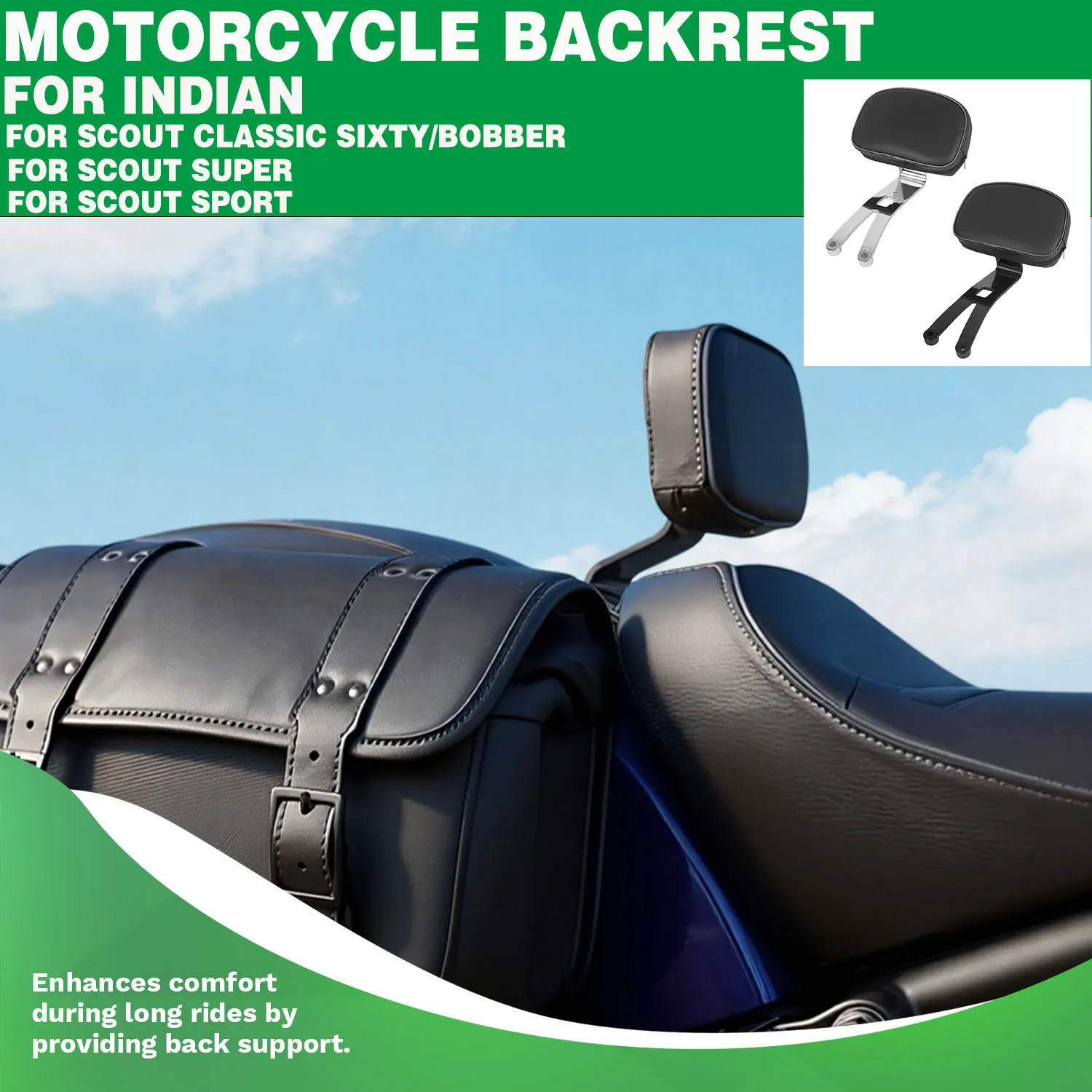 

Для Indian Super Scout 2025 Scout Classic Sixty Bobber мотоциклетная спинка Rider Solo сиденье Sissy Bar подушка для спинки водителя
