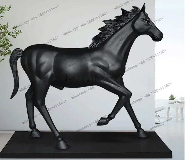 Fiberglass Simulation Outdoor Running Horse Sculpture with Base Shopping Mall Floor-Standing Decorations Large Ornaments
