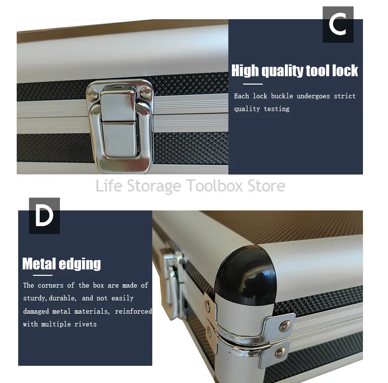 Toolbox Large Portable Aluminum Hard Case Safety Equipment Tool Box Instrument Case Storage Box Suitcase Waterproof Hard Case