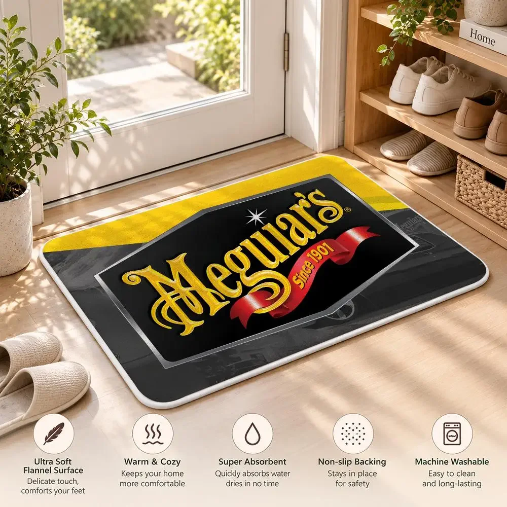 M-Meguiar Racing Car Modification Floor Mat Flannel Rug Soft Non Slip Door MatBathroom Bedroom Kitchen Living Room Home Decor