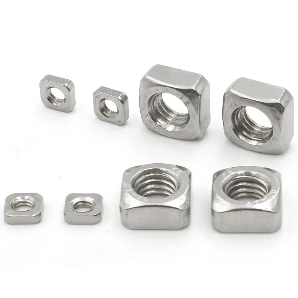 M3-M12 304 Stainless Steel Square Nuts Anti-Rust Thread Fasteners Hardware Square Nuts 10PCS