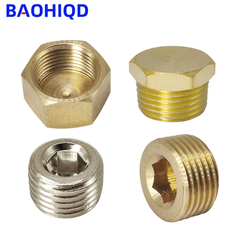 Brass Pipe Hex Head Copper End Cap Plug Fitting 1/8\