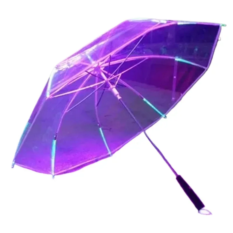 Transparent LED Light Umbrella GlowintheDark Gift Long Handle for Party Environmental Activities Rechargeable Luminous Umbrella