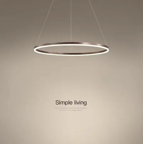 Lampu Gantung Led Cincin Tunggal Minimalis Nordic Lampu Gantung Liontin Kilau Lingkaran Aluminium Perlengkapan Lampu Led Dapat Diredupkan