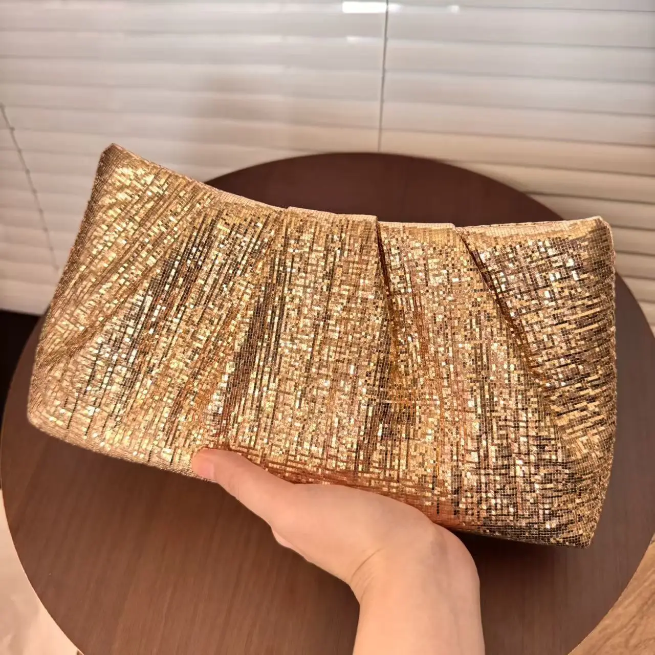 Gold sequined clutch ball lady envelope  party versatile dinner clutchpurs