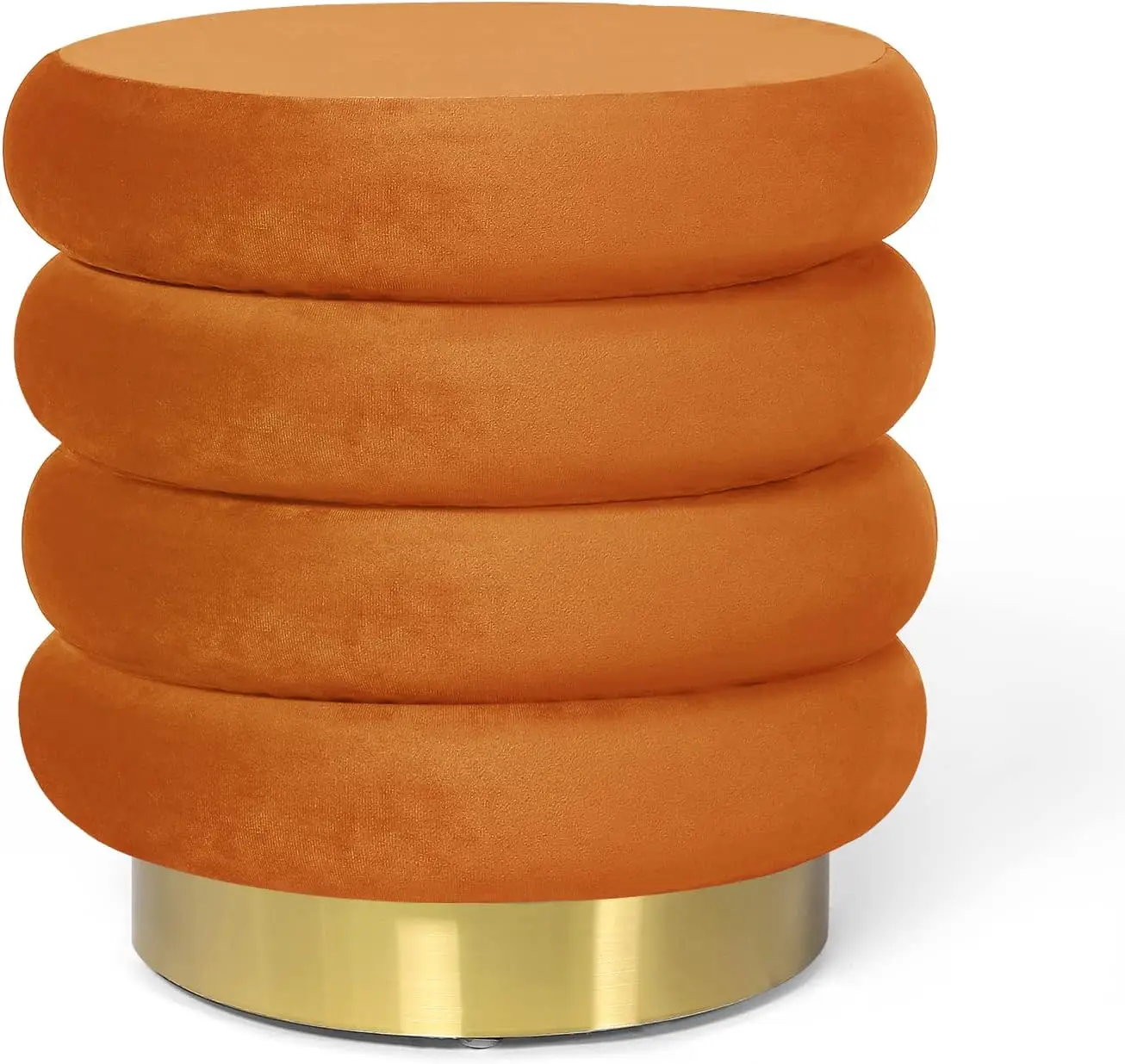 

Round Ottoman Velvet Vanity Stool Chair With Metal Base, Modern Padded Footrest Stool Seat Footstool For Living Room